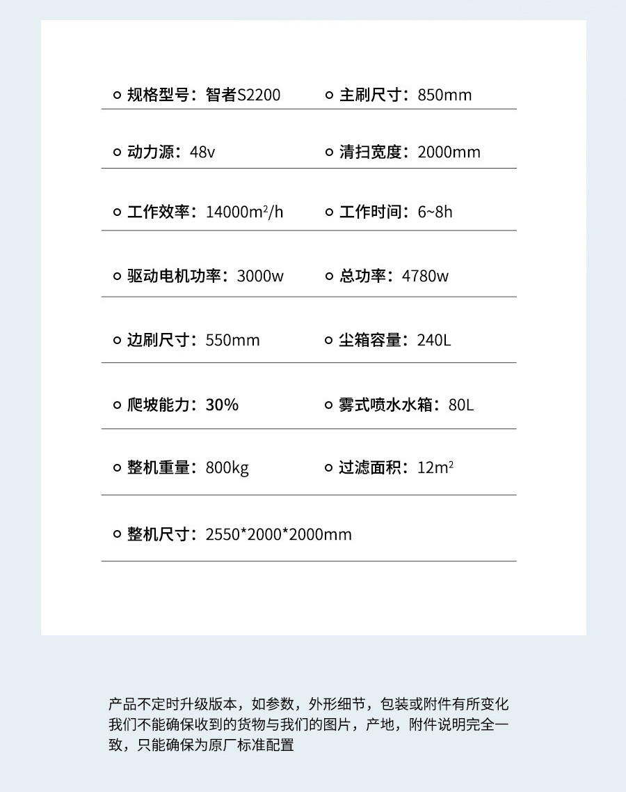 長淮智者CH-S2200掃地車技術參數(shù)